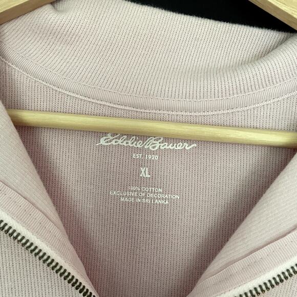 Eddie Bauer men's size XL tan pink pale 3/4 zip pullover sweater knit design - Picture 3 of 5